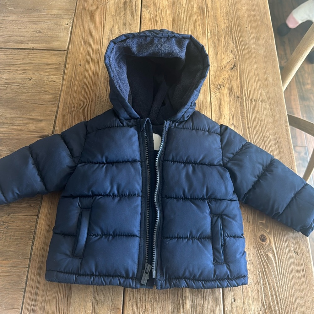 Old Navy Puffer Coat Navy 6-12 months